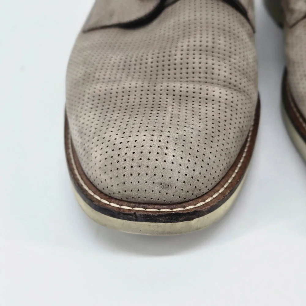 Ecco Melbourne Perforated Grey Nubuck Leather Derby Dress Shoes Men 45 US 11 GUC